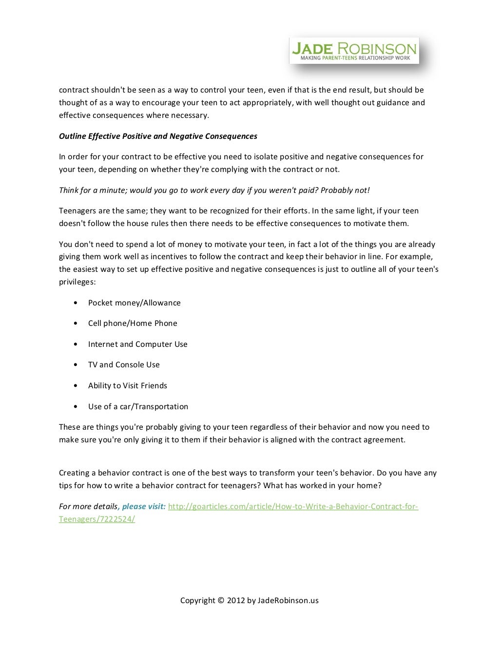 How to write a behavior contract picture