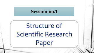Session no.1
Structure of
Scientific Research
Paper
 