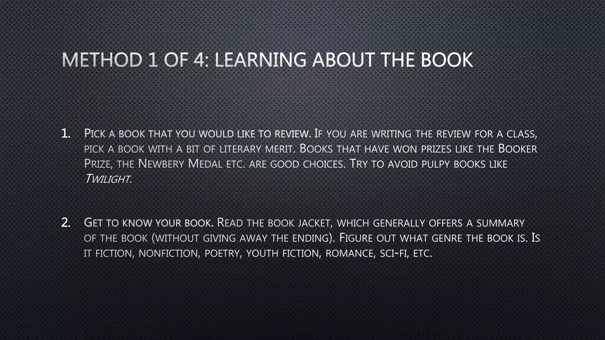 How To Write A Book Review | PPT