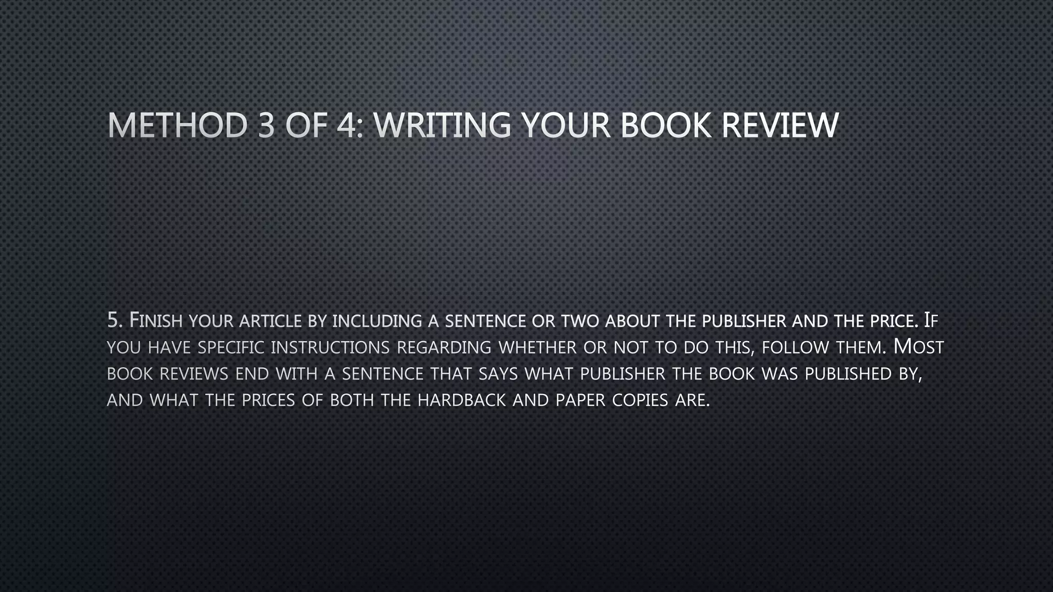 How To Write A Book Review | PPT