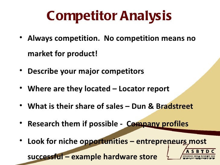 which section of the business plan gives information about competitors