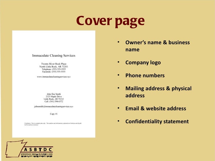 How to write a title page for a business plan