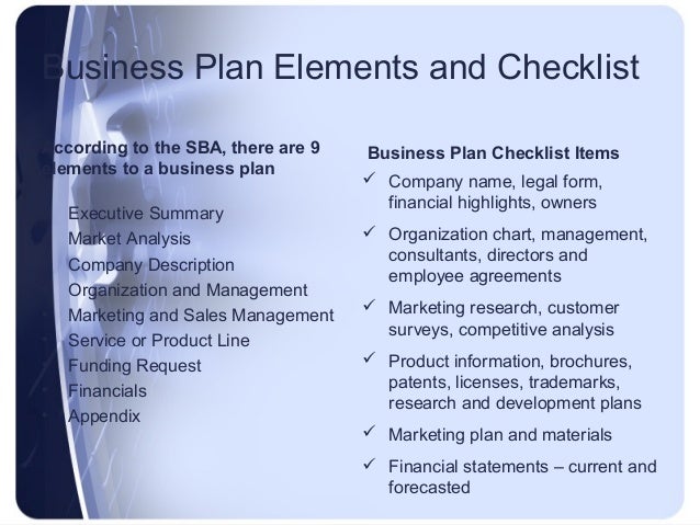 Checklist for business plan