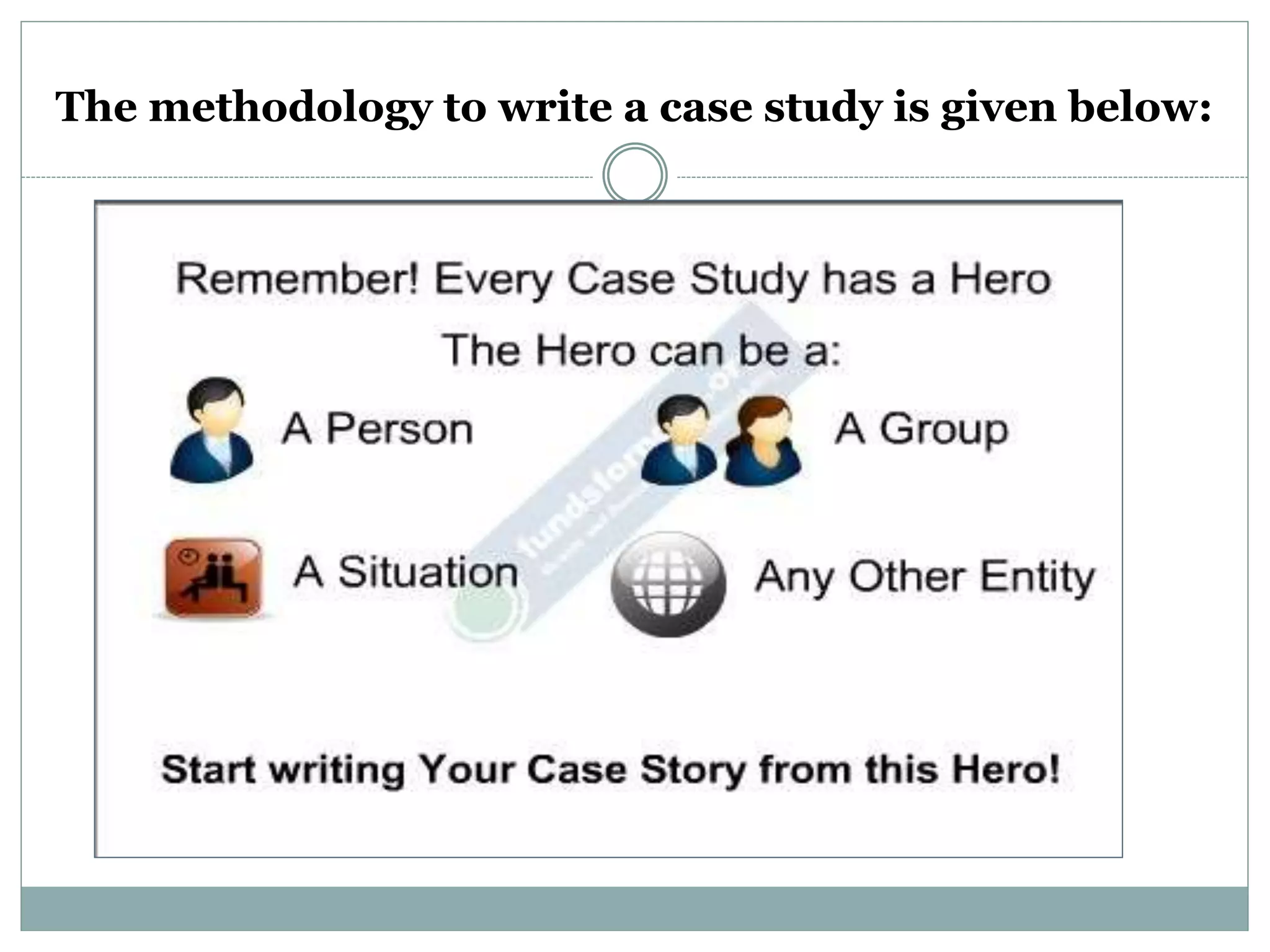 The methodology to write a case study is given below:
 