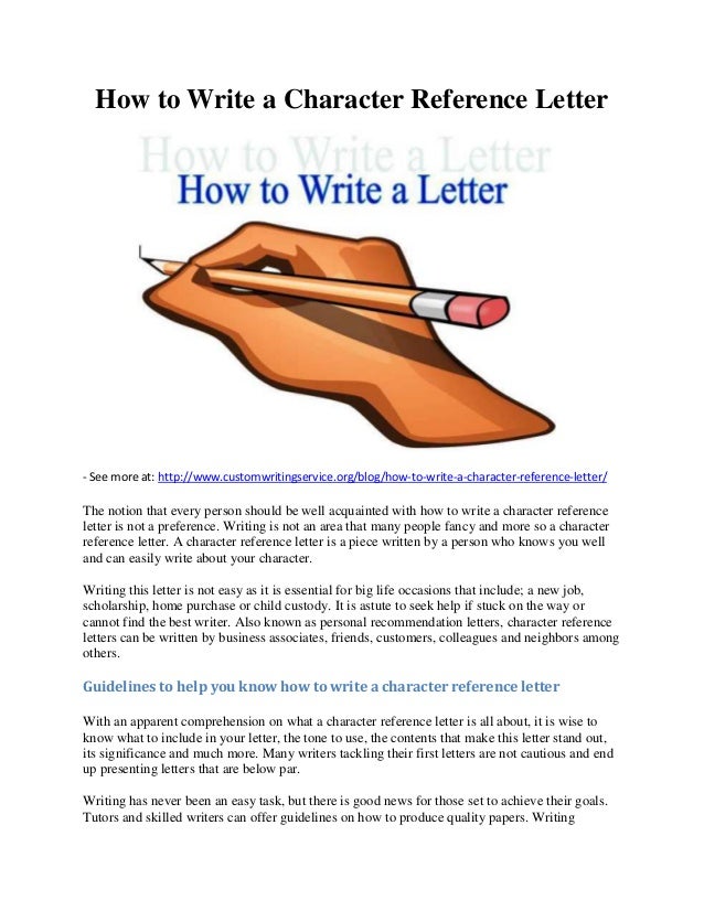 How To Write A Good Character Reference Letter