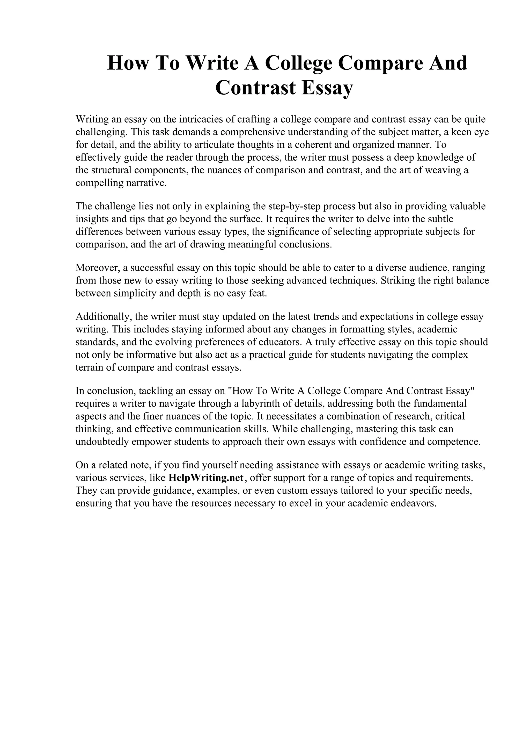 How To Write A College Compare And Contrast Essay.pdf