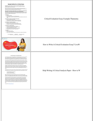 How To Write A Critical Evaluation Essay | PDF
