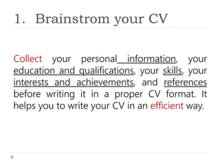 How to write a CV for fresh graduates | PPTX