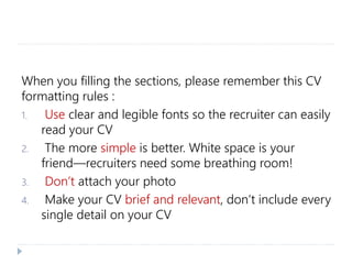 How to write a CV for fresh graduates | PPTX