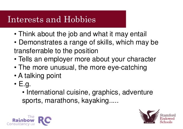 hobbies to write in resumes