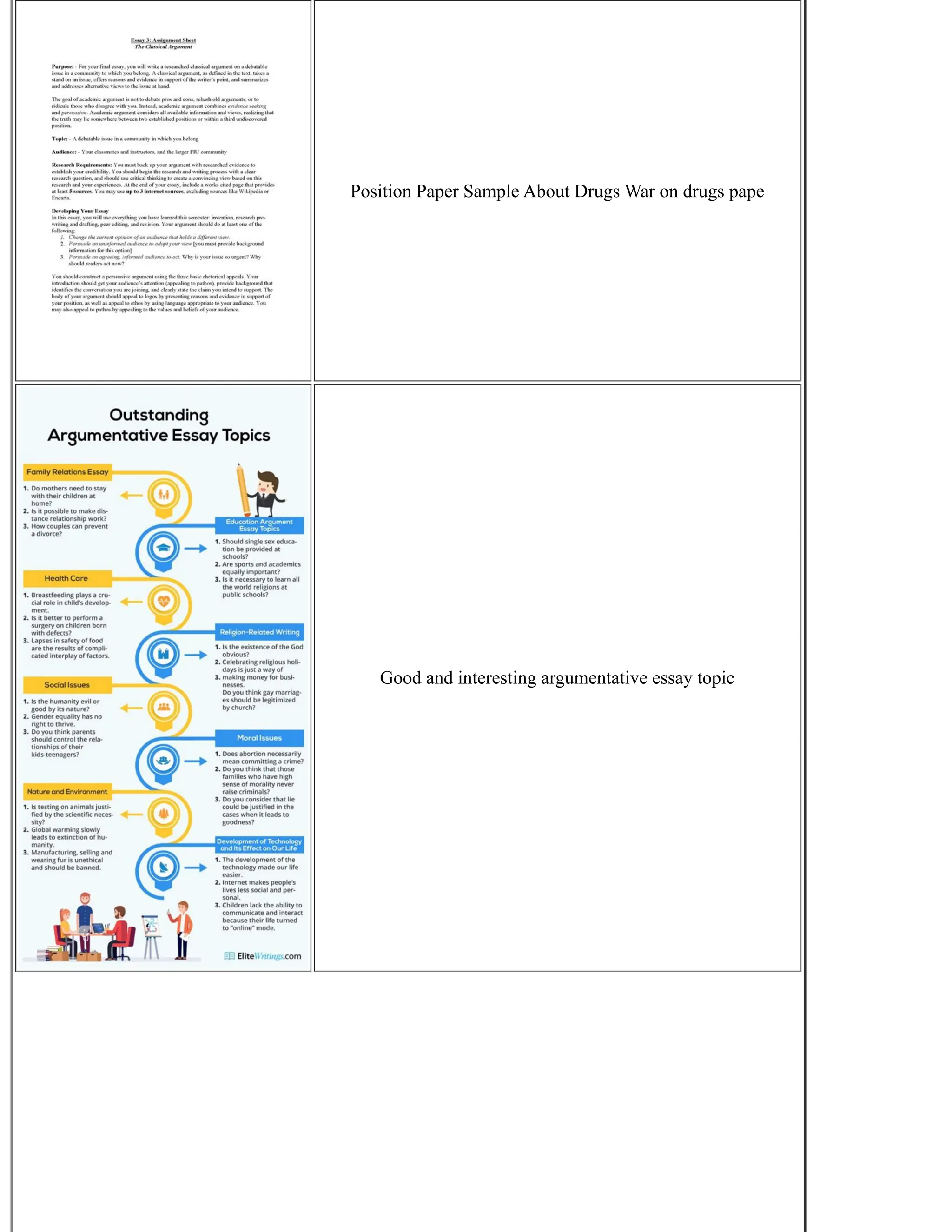 Position Paper Sample About Drugs War on drugs pape
Good and interesting argumentative essay topic
 