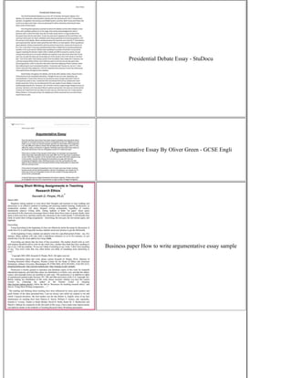 Presidential Debate Essay - StuDocu
Argumentative Essay By Oliver Green - GCSE Engli
Business paper How to write argumentative essay sample
 