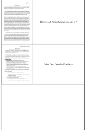 FREE Speech Writing Samples Templates in P
Debate Paper Example - Floss Papers
 