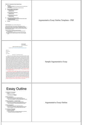 Argumentative Essay Outline Templates - PDF
Sample Argumentative Essay
Argumentative Essay Outline
 
