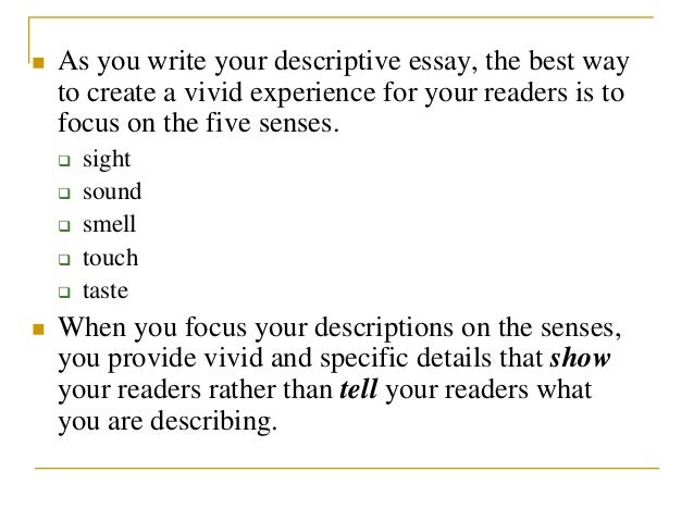 things to write a descriptive essay on