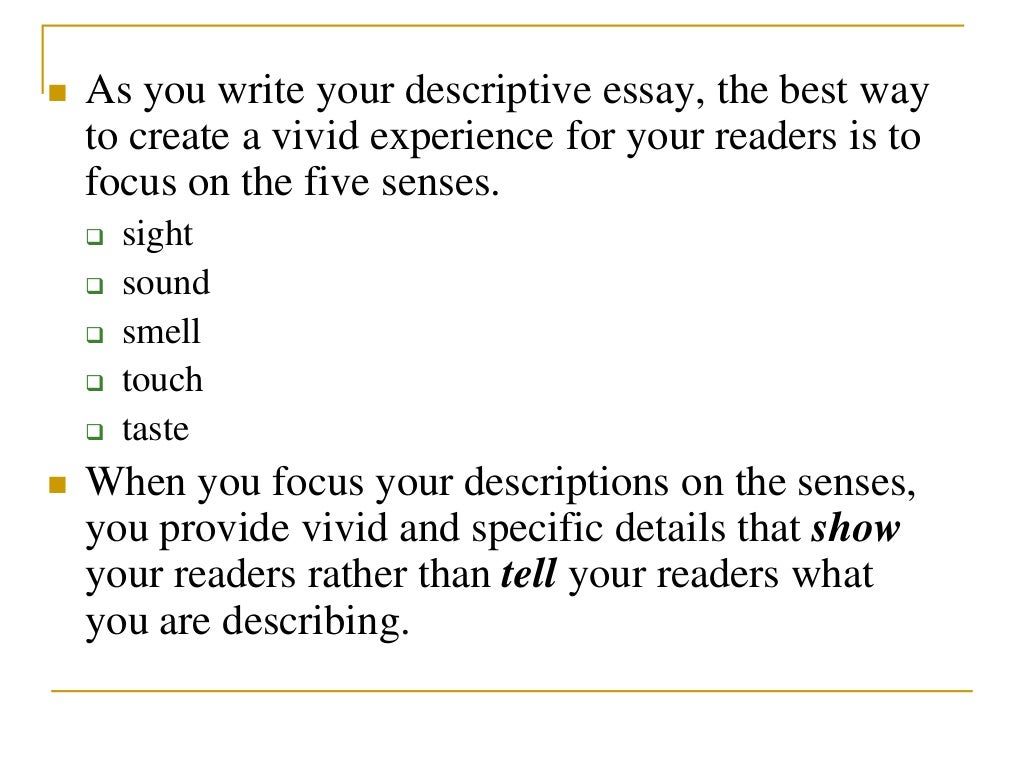 A descriptive essay example