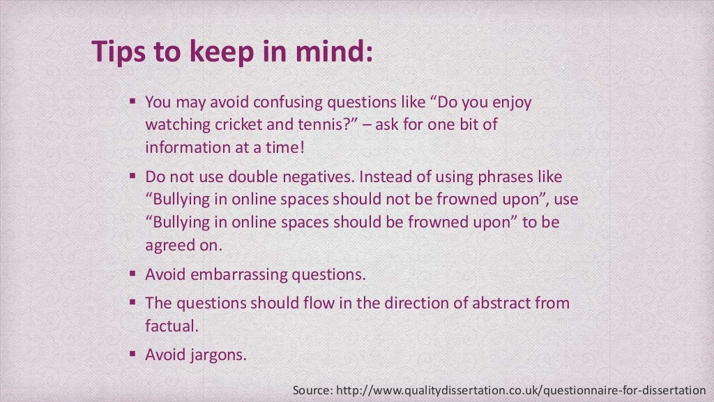 Write dissertation questionnaires image