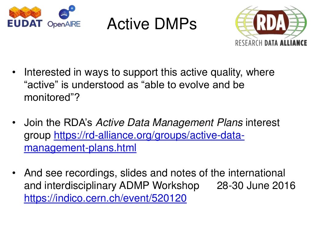 EUDAT OpenAIRE Webinar How To Write A Data Management Plan July