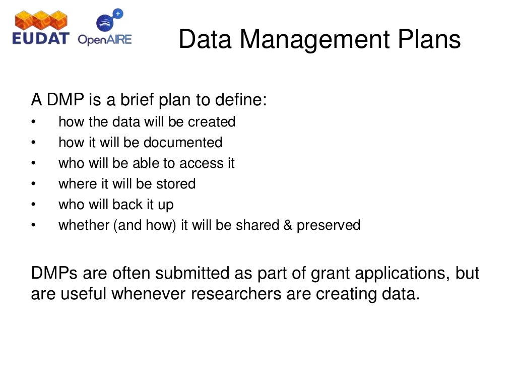 EUDAT OpenAIRE Webinar How To Write A Data Management Plan July