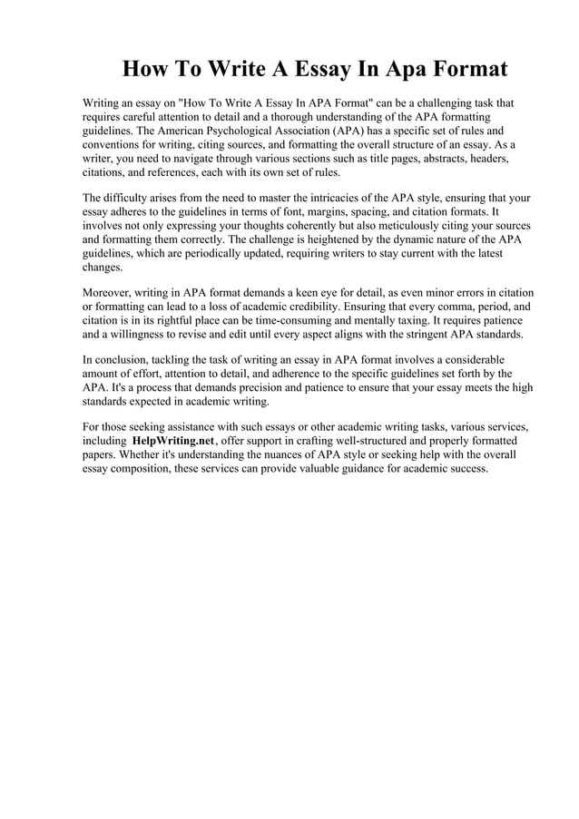 How To Write A Essay In Apa Format pdf How To Write A Essay In Apa Format pdf
