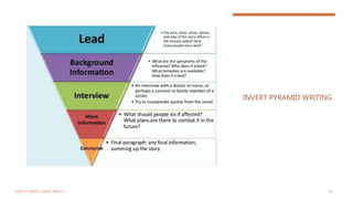 HOW TO WRITE A GOOD ARTICLE 16
INVERT PYRAMID WRITING
 