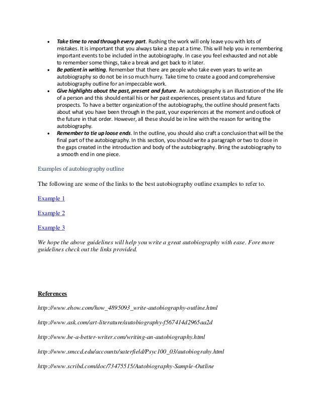 auto biography outline