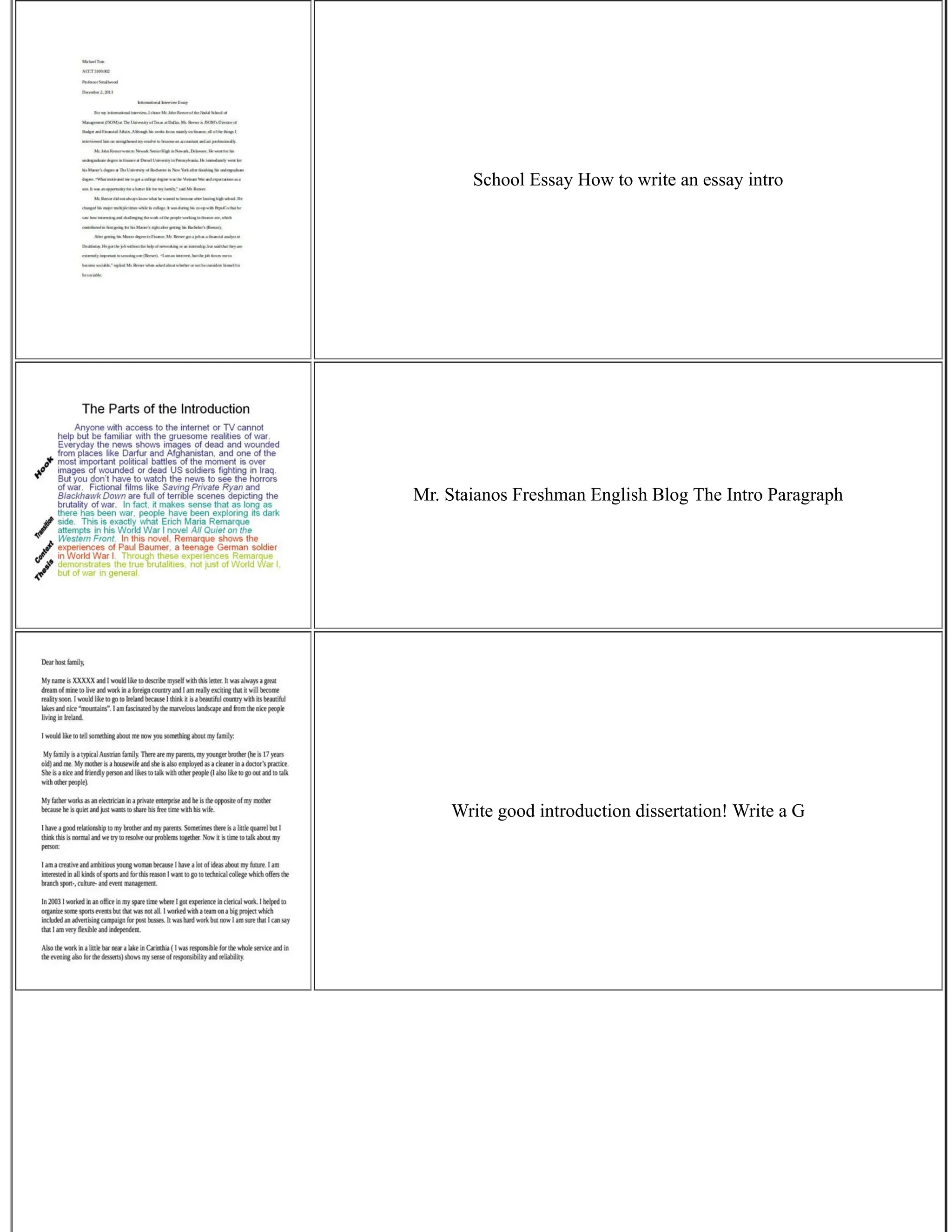School Essay How to write an essay intro
Mr. Staianos Freshman English Blog The Intro Paragraph
Write good introduction dissertation! Write a G
 