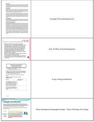 How To Write A Good Introduction For A College Essay | PDF