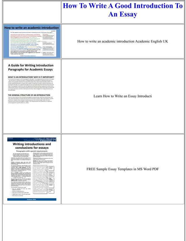 How To Write A Good Introduction To An Essay | PDF