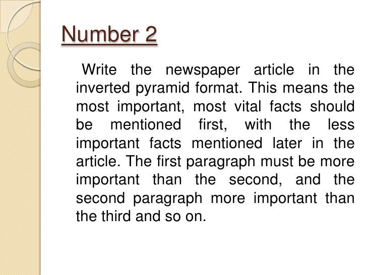 Proper way to write a newspaper article