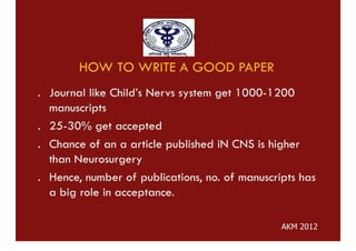 HOW TO WRITE A GOOD PAPER