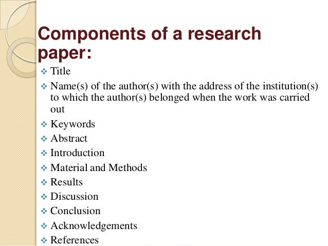 Research paper elements parts