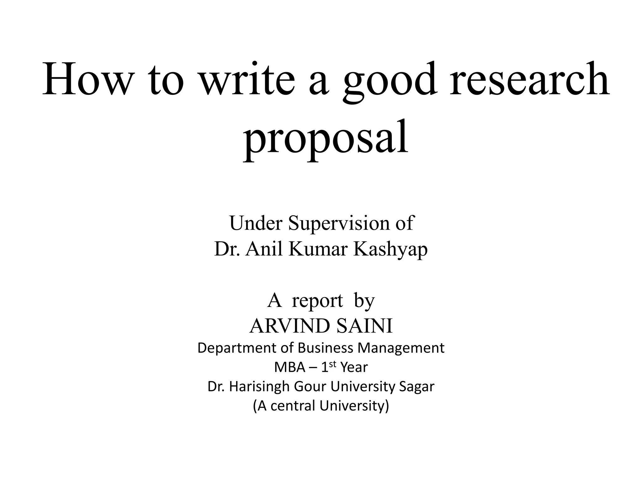 How to write a good research proposal | PPTX