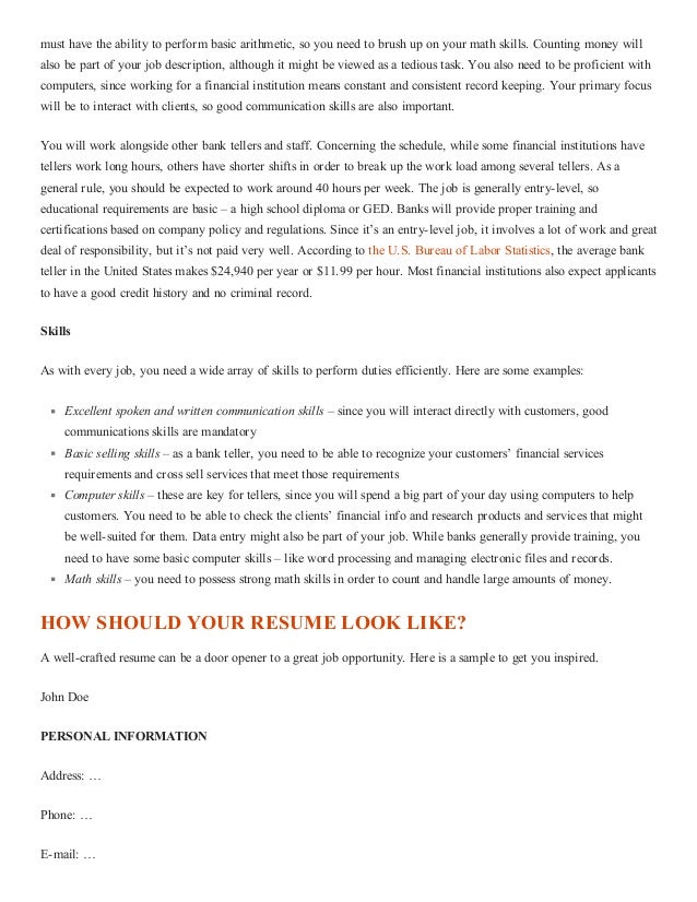 how to write a resume for bank teller position how to write a great bank teller resume with sle how to write a resume for bank teller position how to write a great bank teller resume with sle