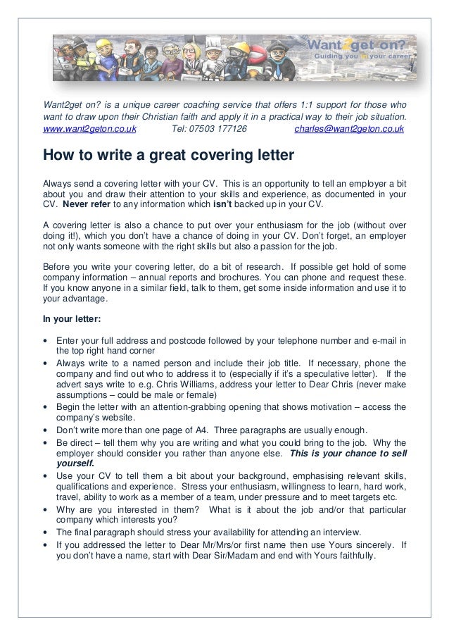 what to write on a covering letter