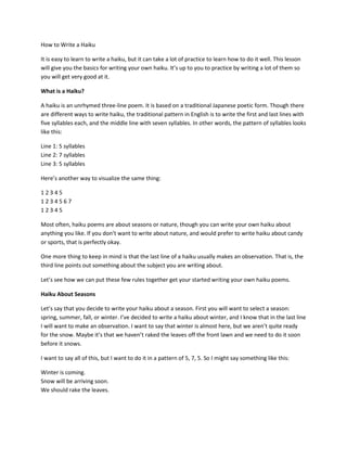How to write a haiku | PDF