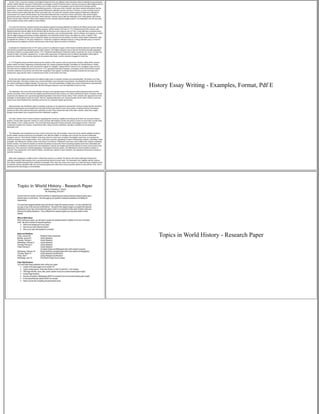 History Essay Writing - Examples, Format, Pdf E
Topics in World History - Research Paper
 