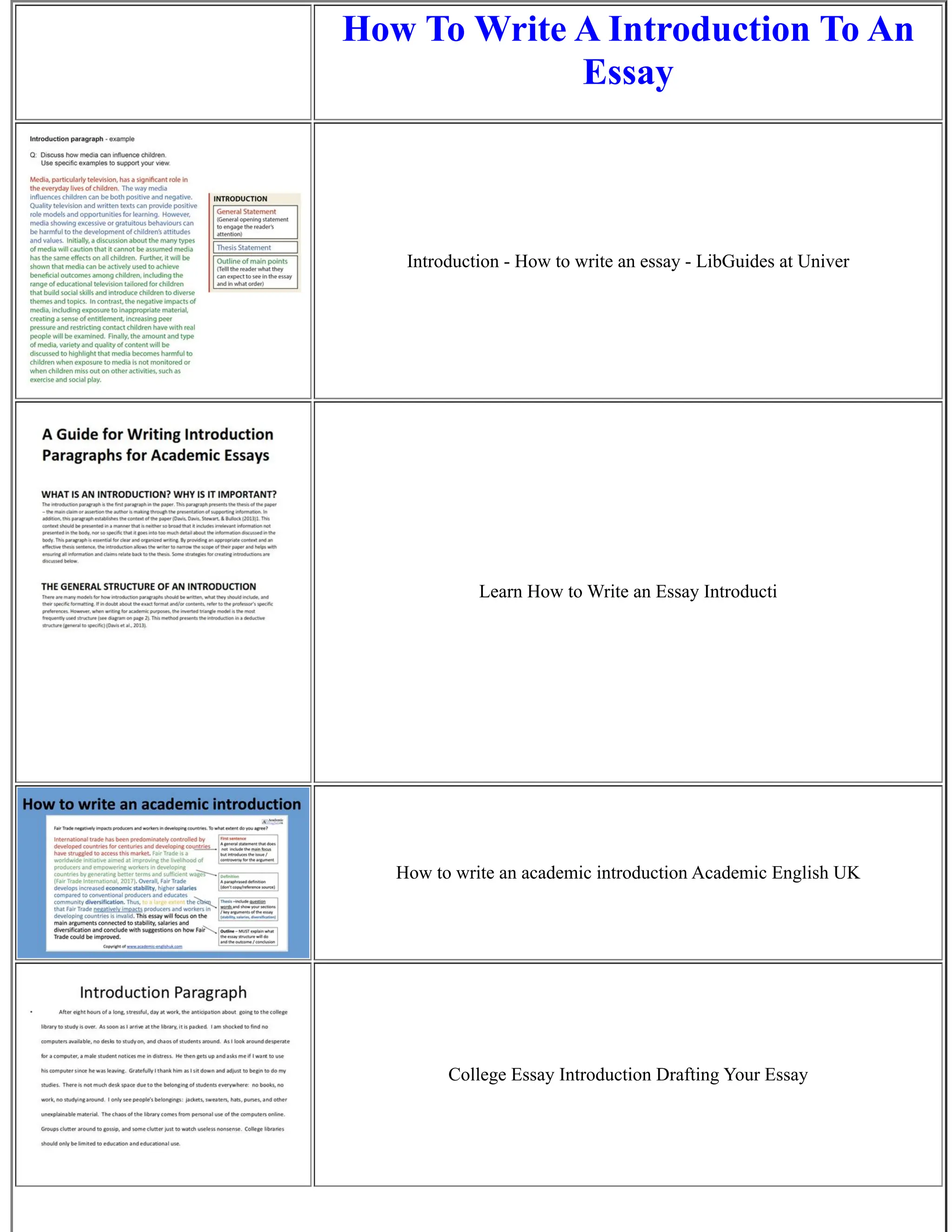 How To Write A Introduction To An Essay | PDF