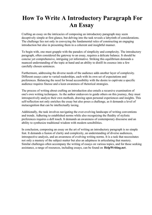 How To Write A Introductory Paragraph For An Essay.pdf