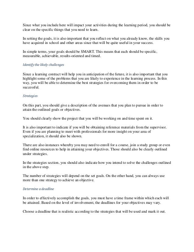 Learning contract template image