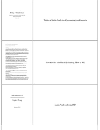 How To Write A Media Analysis Essay | PDF