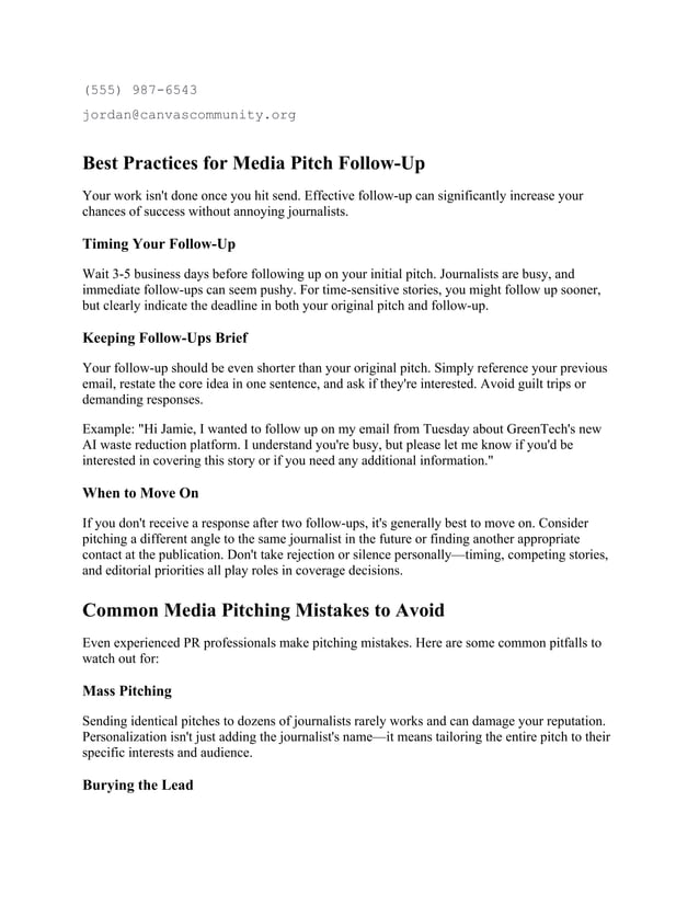 How to Write a Media Pitch_ Examples & Template | PDF