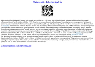 Meta Level Refection Book How To Write A Metacognitive Reflection | PDF
