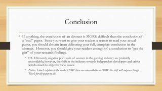 Abstract Introduction Conclusionsample How to Write an Abstract | PPTX
