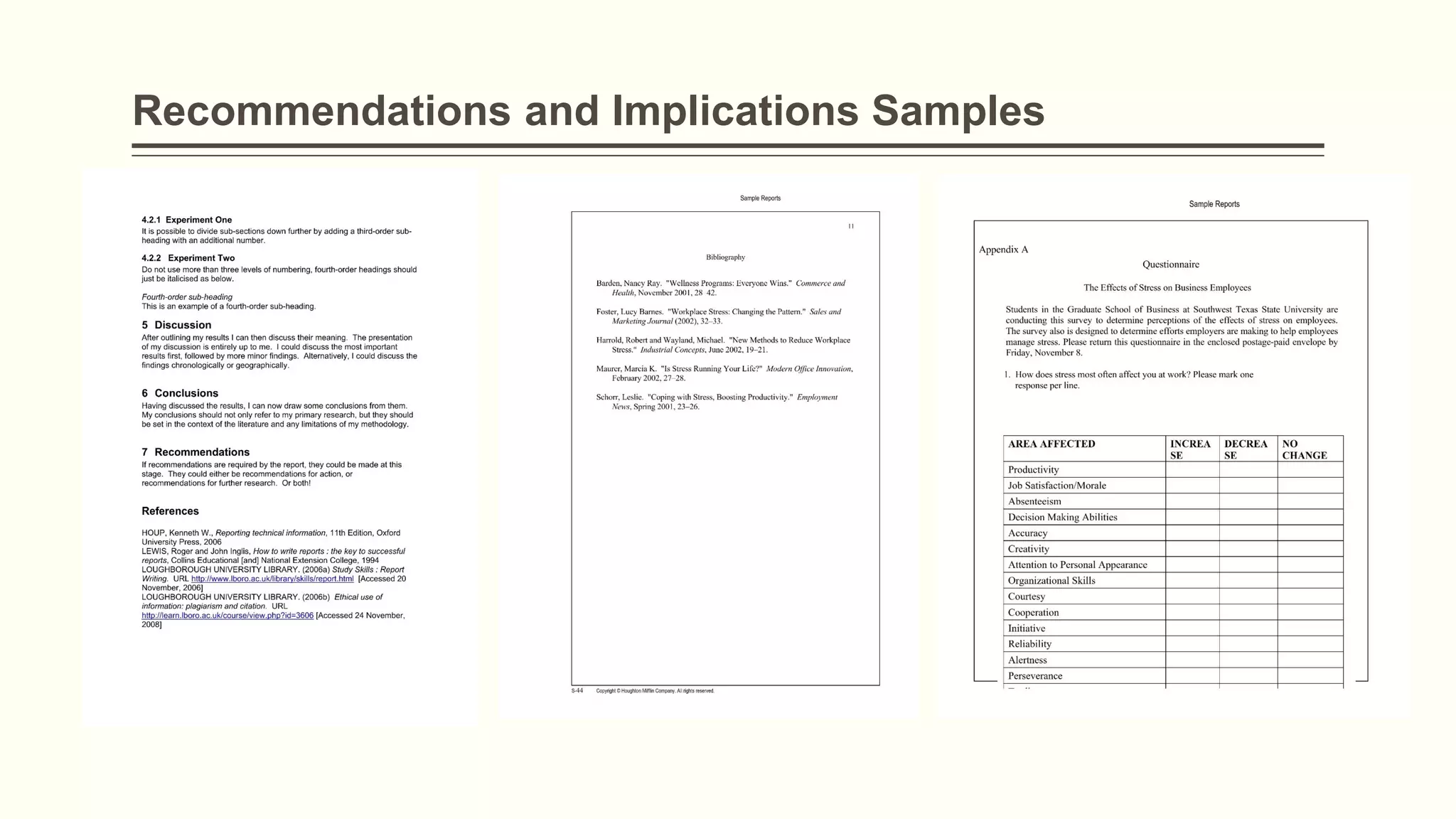 Recommendations and Implications Samples
 