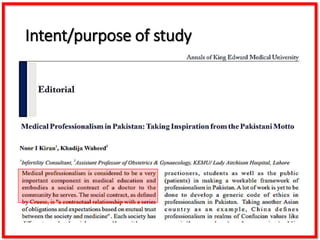 Intent/purpose of study
 