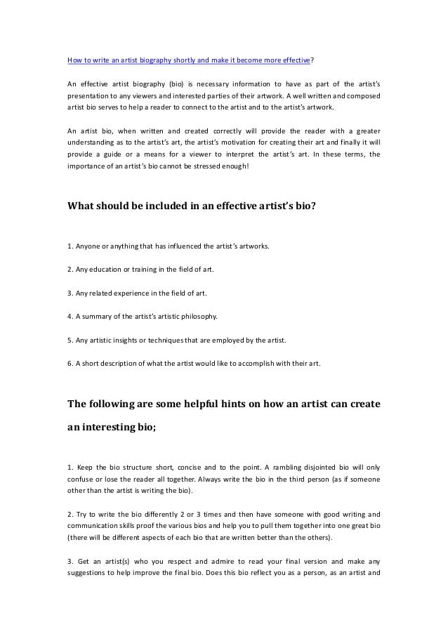 Help in writing a biography