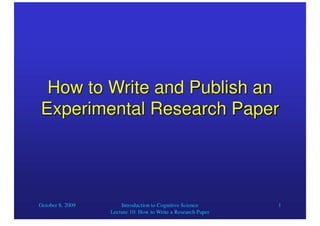 How To Write And Publish An Experimental Research Paper
