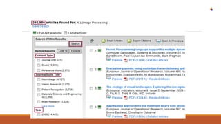 ‫كما‬‫يوفر‬‫لنا‬‫هذا‬‫النوع‬‫من‬‫البحث‬‫إمكانية‬‫تضييق‬‫مجال‬‫البحث‬‫داخل‬‫هذه‬‫النتائج‬‫بطريقة‬‫تخصيص‬‫البحث‬‫ب‬‫إ‬‫س‬‫تخدام‬‫النوع‬
Type‫والعنوان‬Title‫والسنة‬year‫كما‬‫هو‬‫موضح‬‫بالشكل‬‫التإل‬‫ي‬.
 