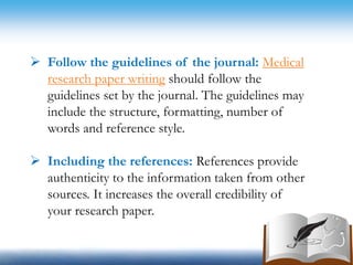 How to Write an Effective and Quality Medical Research Paper